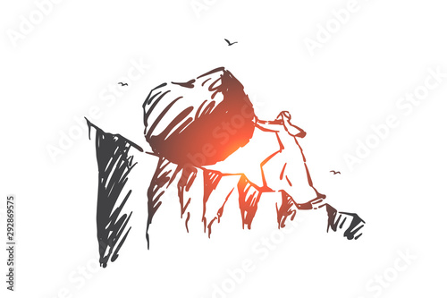 Business challenge, hard work concept sketch. Hand drawn isolated vector
