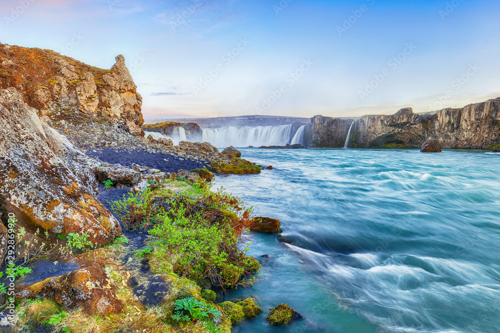 Fabulous scene of powerful Godafoss waterfall Fabulous scene of powerful Godafoss waterfall