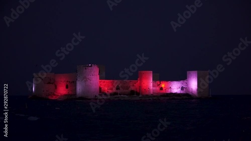 Zoom Out Shot Of Kizkalesi (Maiden's Castle), Mersin, Turkey photo