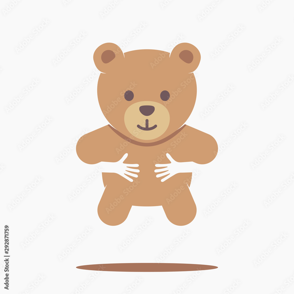 Vector illustration of baby hugging teddy bear toy, Flat design icon Vector illustration of baby hugging teddy bear toy, Flat design icon