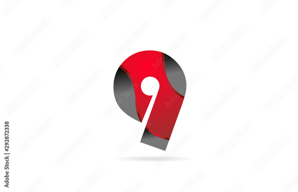 9 black grey red number for company logo icon design 9 black grey red number for company logo icon design