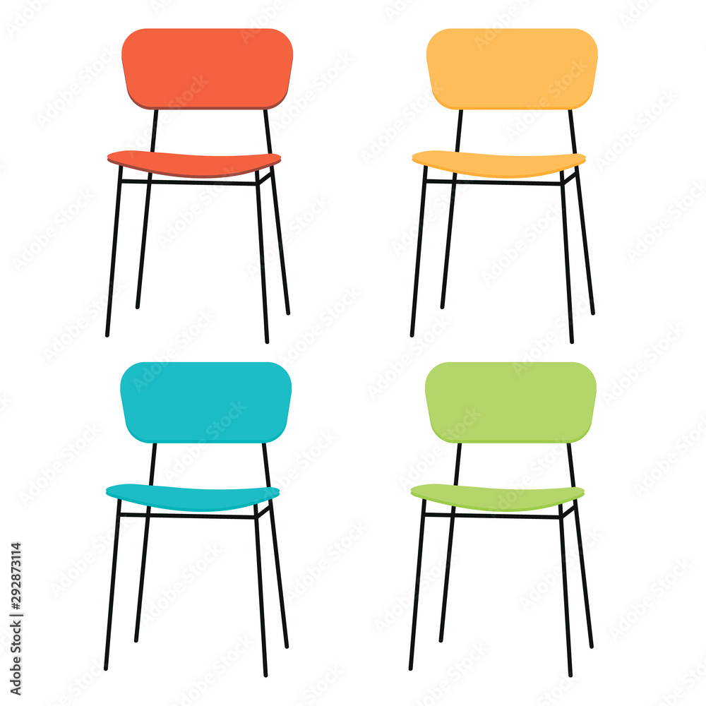 set chairs of different colors isolated on white background set chairs of different colors isolated on white background