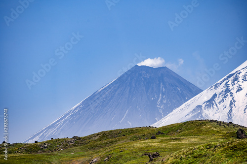 The Kamchatka volcano. Klyuchevskaya hill. The nature of Kamchatka, mountains and volcanoes. photo