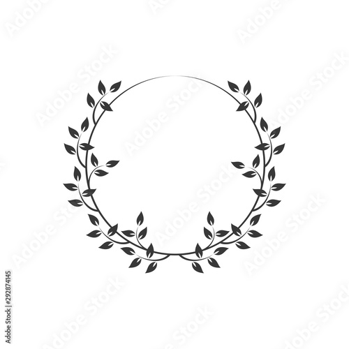 Vintage floral round frames. Black decorative ivy wreath. Vector illustration