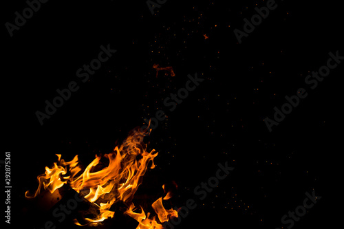 Flame of fire on a black background © donikz