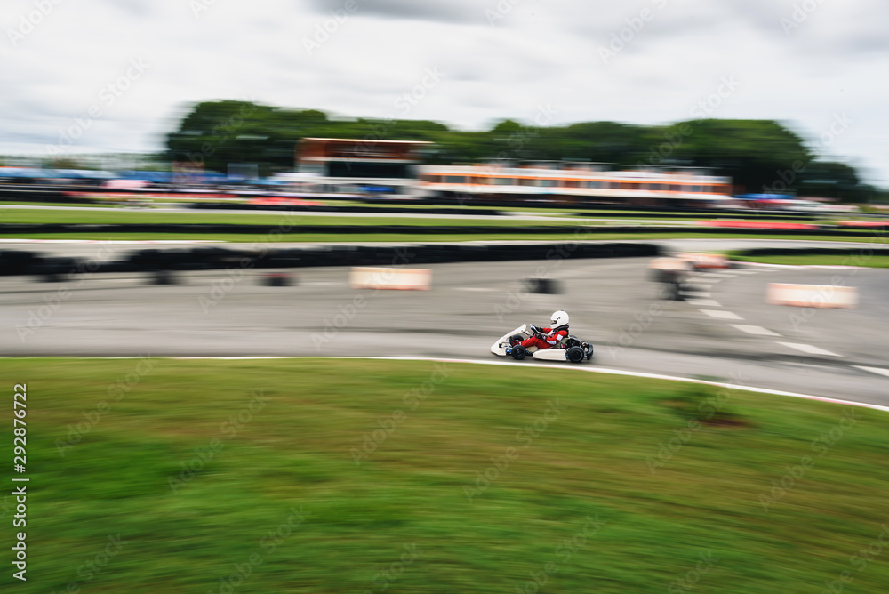 Obraz premium Go Kart driving training racing in provocative style.Panning images and motion blur.