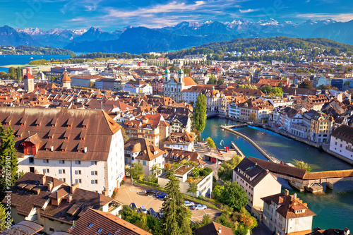 City of Luzern riverfront and rooftops aerial viewcccccccccccccccccccc