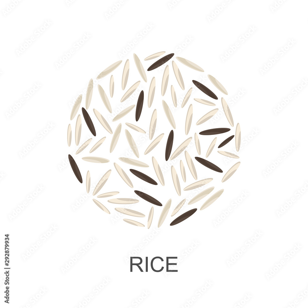 Obraz premium Rice grains icon flat style