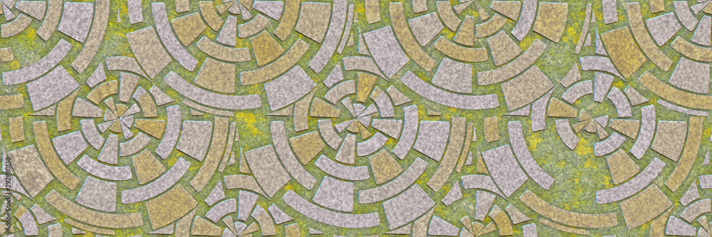  Mosaic floor- 3d illustration. Kaleidoscopic art- geometry seamless ornate