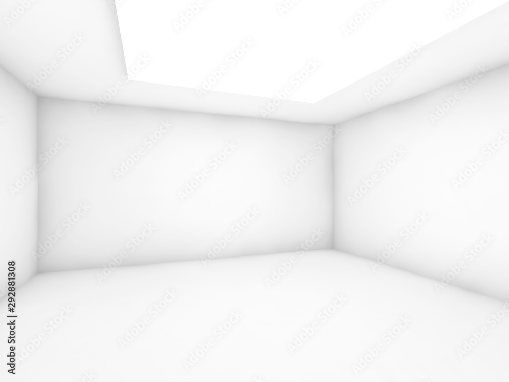Abstract white interior, open space, 3d