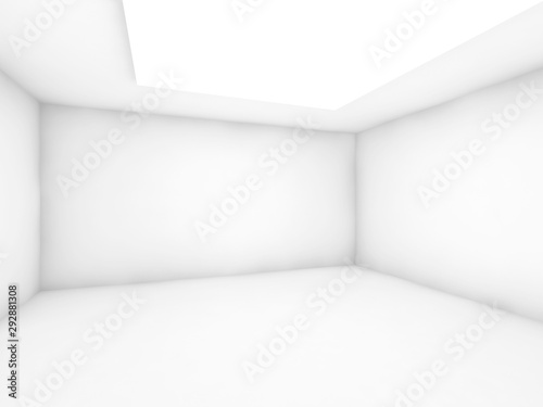 Abstract white interior, open space, 3d