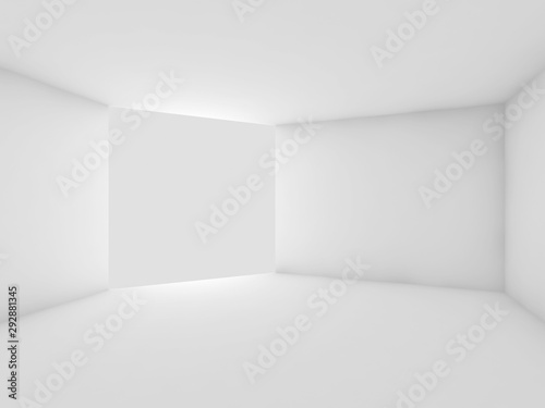 Empty white interior with blank banner