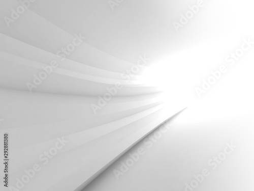 Turning abstract white tunnel 3d
