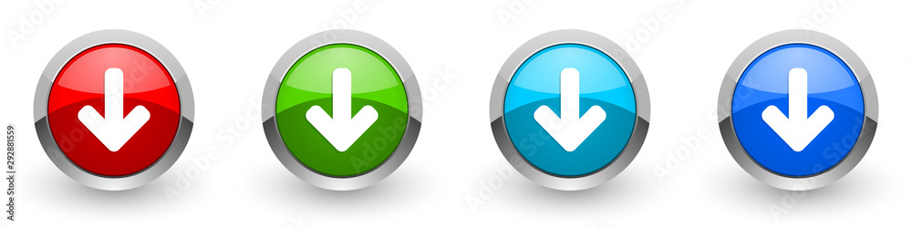 Download arrow silver metallic glossy icons, red, set of modern design buttons for web, internet and mobile applications in four colors options isolated on white background Download arrow silver metallic glossy icons, red, set of modern design buttons for web, internet and mobile applications in four colors options isolated on white background