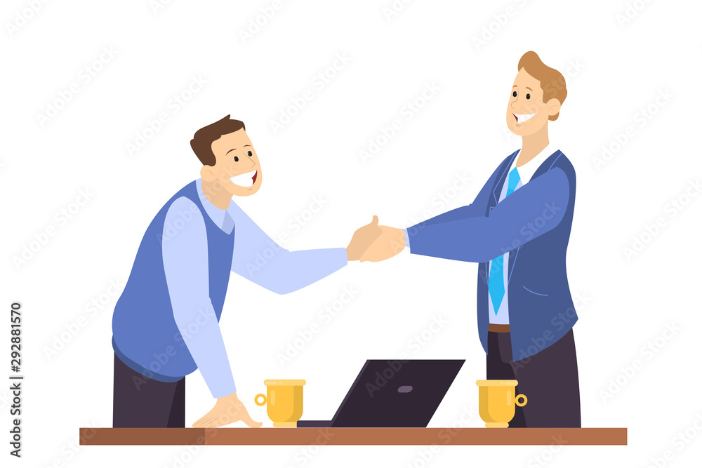 Two people shake hands as a result of agreement.
