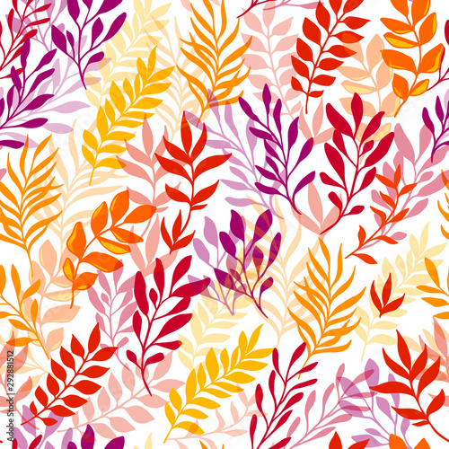 Autumn Floral seamless pattern with leaves. Vector © smotrivnebo