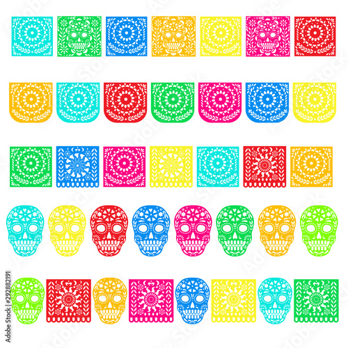 Day of the Dead. Papel Picado banners with paper flags