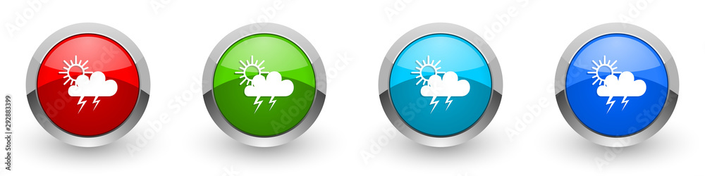 Storm silver metallic glossy icons, red, set of modern design buttons for web, internet and mobile applications in four colors options isolated on white background Storm silver metallic glossy icons, red, set of modern design buttons for web, internet and mobile applications in four colors options isolated on white background