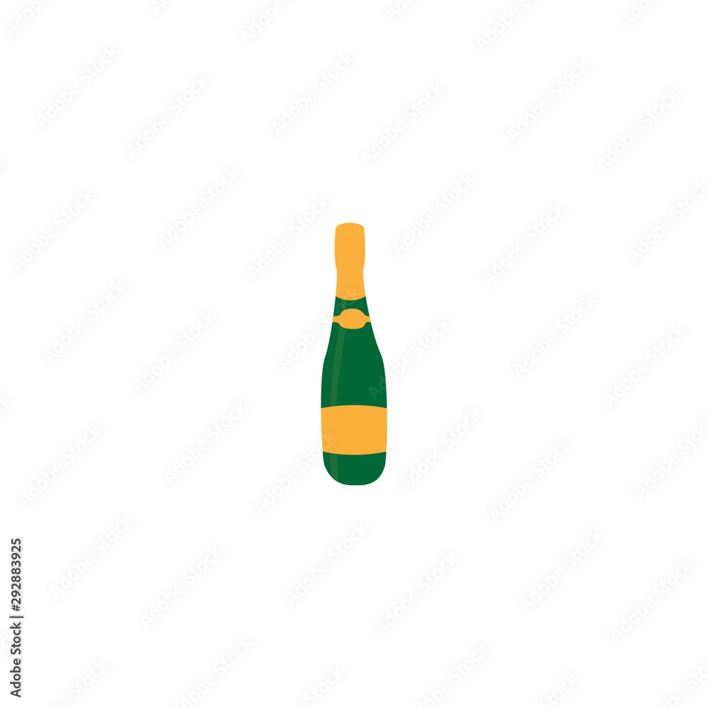 Champagne bottle flat sign simple icon on white background Champagne bottle flat sign simple icon on white background