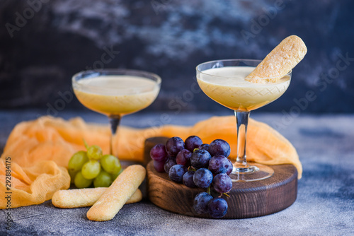 Tradional zabaione cream with Savoiardi bsicuits