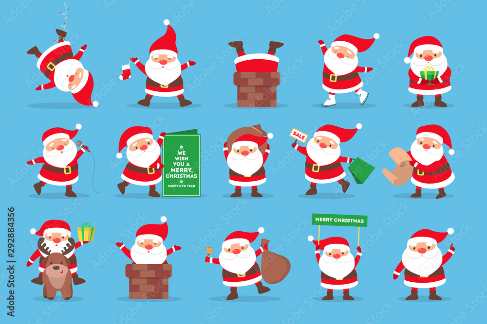 Set of funny Santa Claus celebrating Christmas Stock Vector | Adobe Stock
