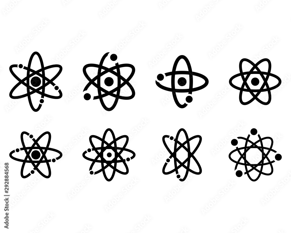 Atom science icon design template vector isolated illustration Atom science icon design template vector isolated illustration