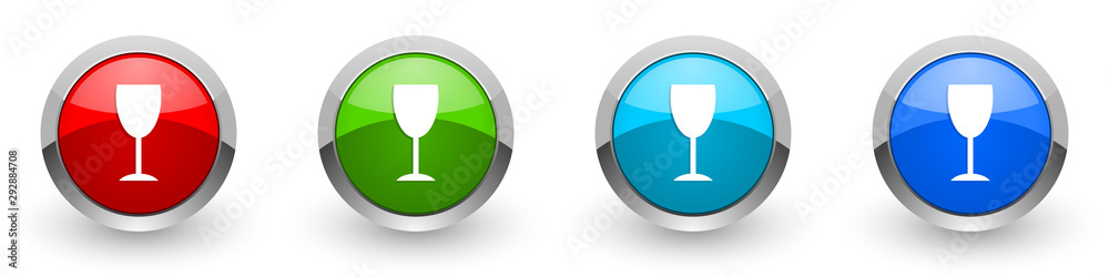 Alcohol silver metallic glossy icons, red, set of modern design buttons for web, internet and mobile applications in four colors options isolated on white background Alcohol silver metallic glossy icons, red, set of modern design buttons for web, internet and mobile applications in four colors options isolated on white background