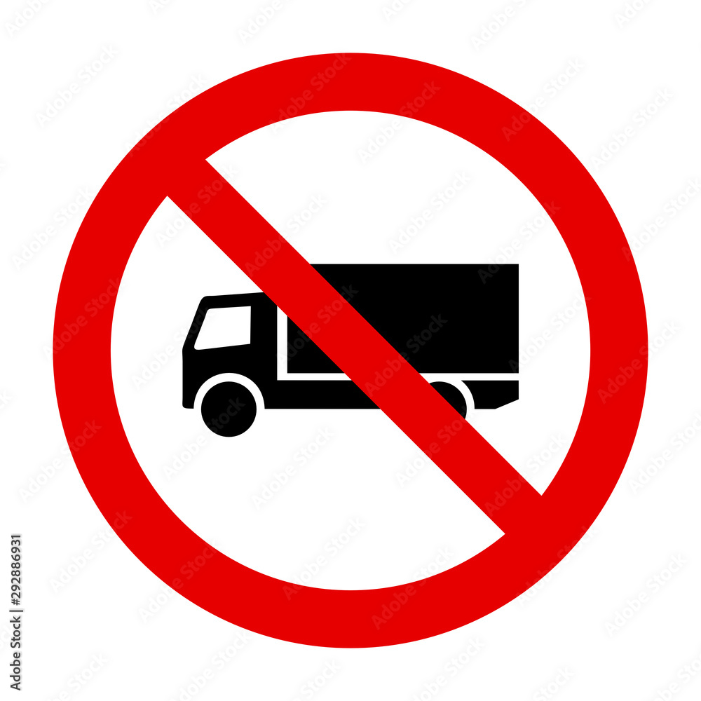 Lastkraftwagen und Verbotsschild Lastkraftwagen und Verbotsschild