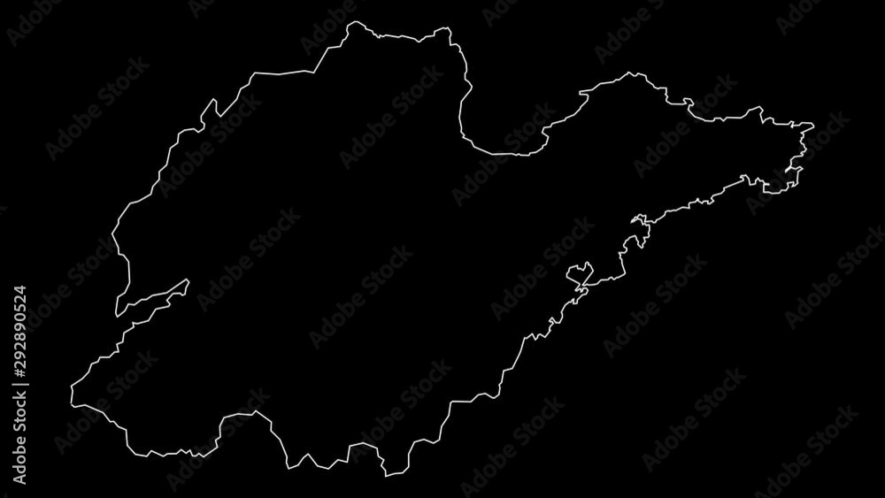 Shandong China province map outline animation Shandong China province map outline animation