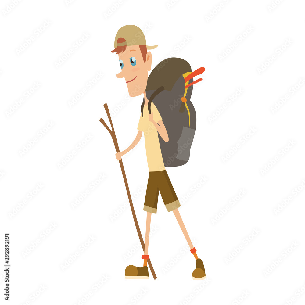 Boy scout camping outfit, summer camp activities vector illustration. Boy scout camping outfit, summer camp activities vector illustration.