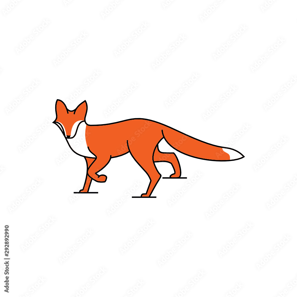 Modern Line art animal orange Fox logo design vector inspiration custom ...
