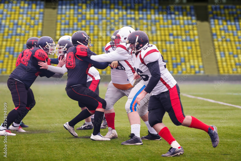 Obraz premium training match of professional american football players