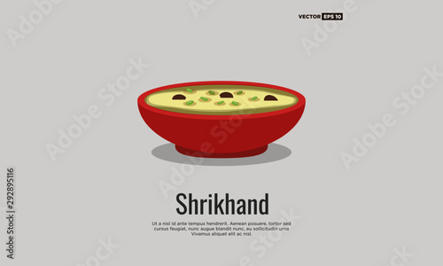 Shrikhand Indian Sweet Dessert Vector Illustration