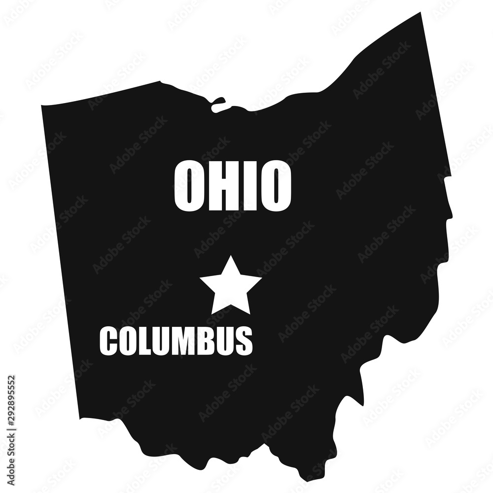 Ohio map in black on a white background Stock Vector | Adobe Stock