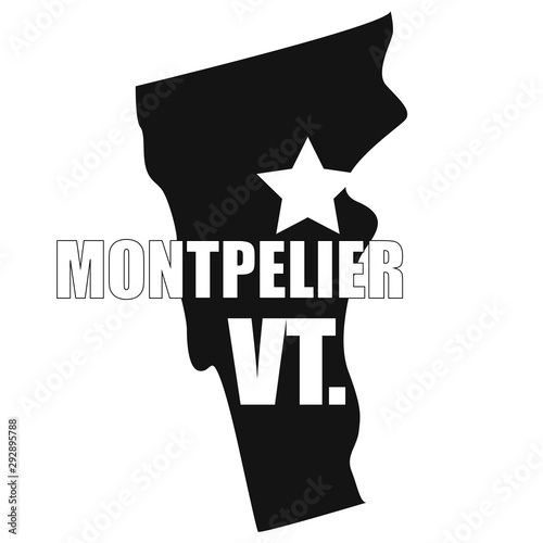 Montpelier map in black on a white background