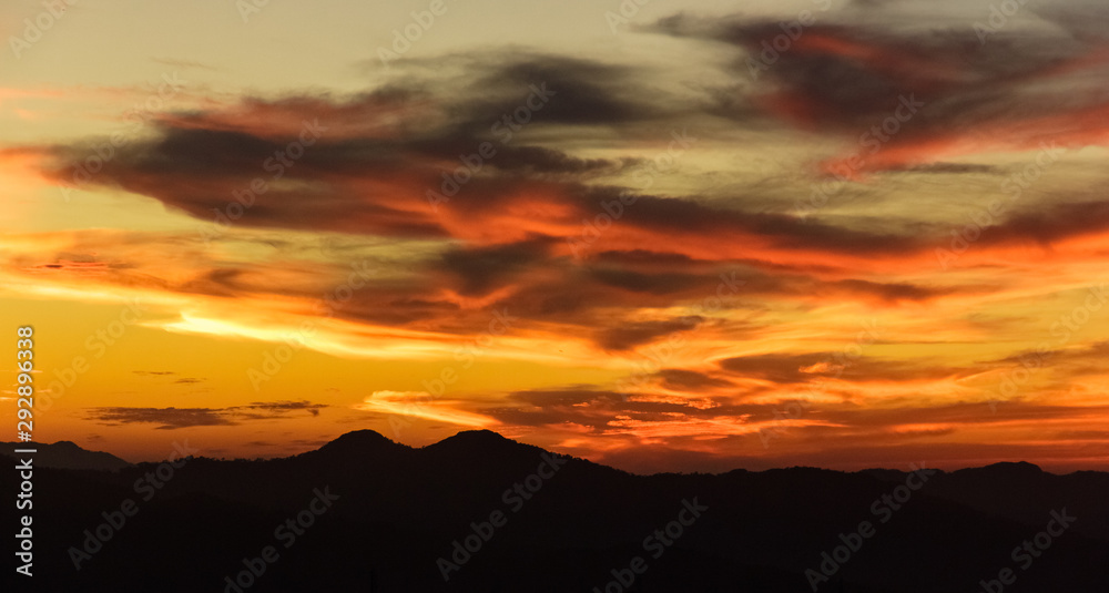Sunset colors over the hills surrounding re