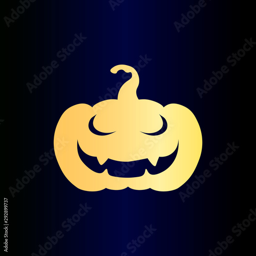 Scary Jack Pumpkin - Halloween Party. Halloween symbol - golden pumpkin, clos...