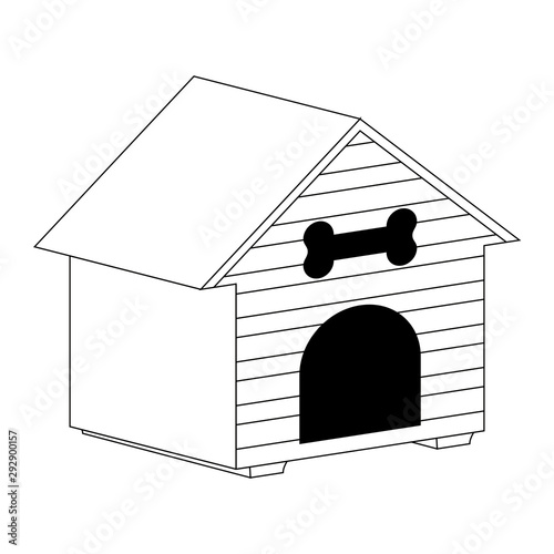 silhouette of cute dog house on white background