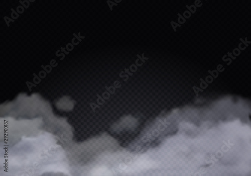 Realistic Isolated Fog or Smoke Illustration. Transparent Special Effect. White Vector Cloudiness, Mist Smog Background