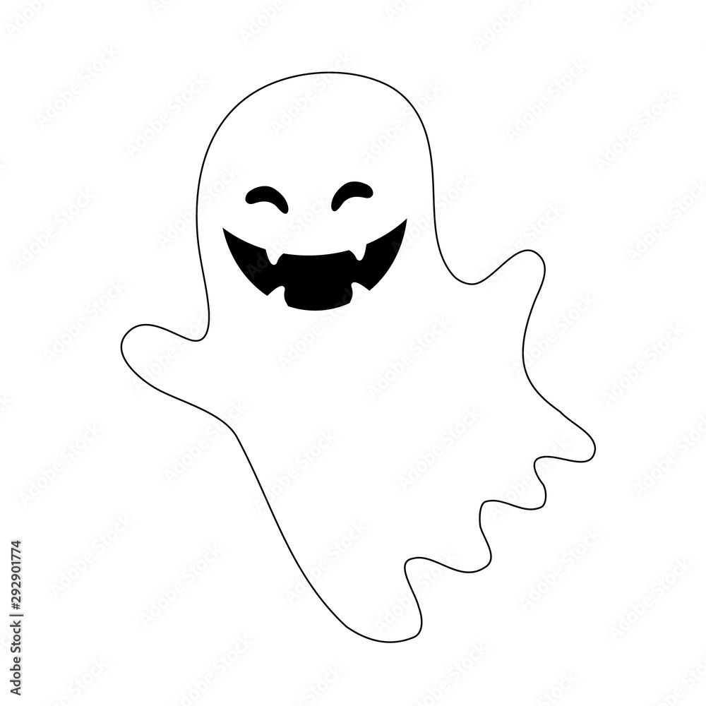 spooky halloween ghost on white background