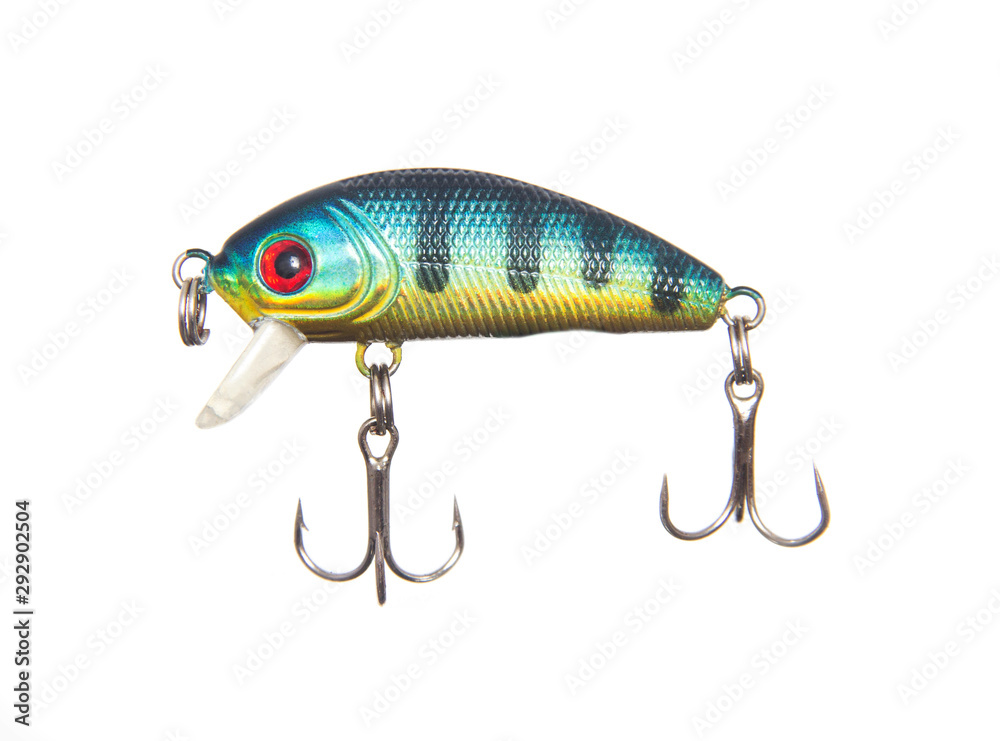 Fishing bait tackle and baubles for fishing on a white background, ISOLATE, wobbler Fishing bait tackle and baubles for fishing on a white background, ISOLATE, wobbler