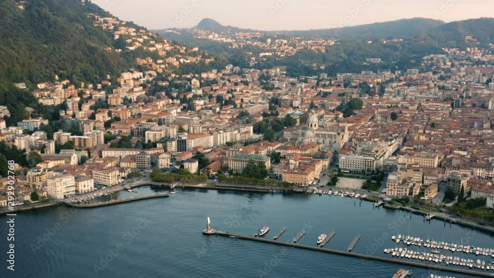 Aerial view of Como, the city city in northern Italy
