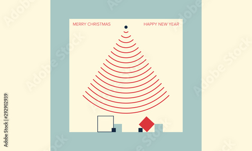 Vector Christmas card inspired by wireless technologies. Minimal Aesthetic. Square Format. Easy to Edit. 