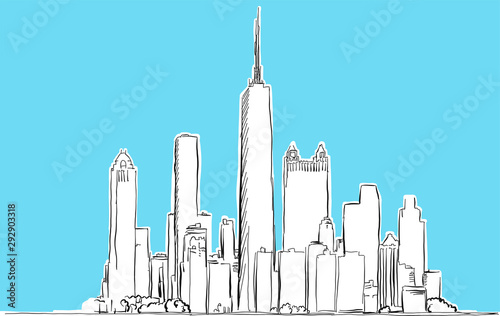 Chicago, Illinois Lineart Vector Sketch