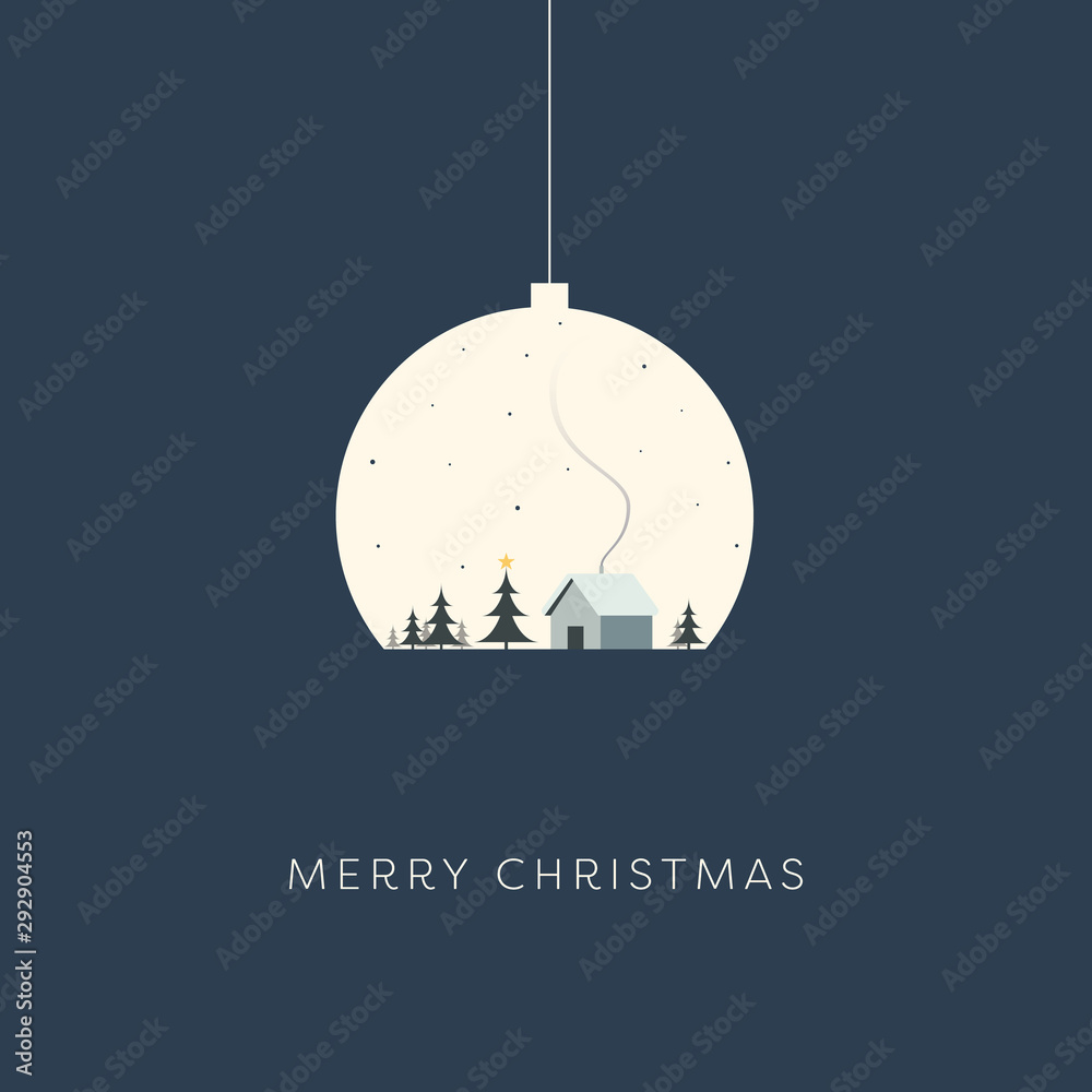 Christmas landscape inside xmas decoration vector background. Holiday seasonal creative card template.