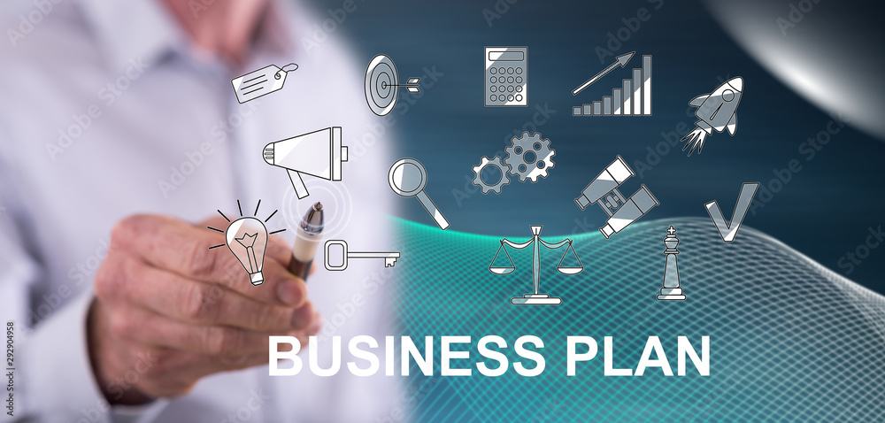 Man touching a business plan concept Man touching a business plan concept