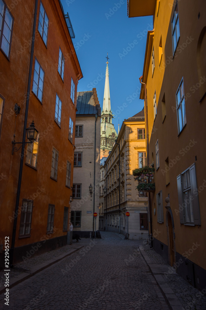 Alleys and streets in the old town of Stockholm.