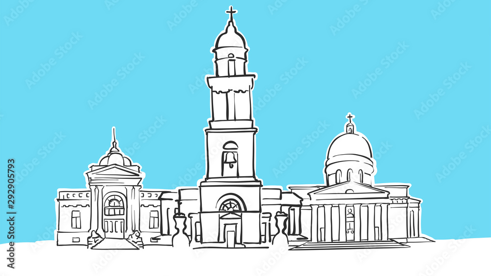 Chisinau Moldova Lineart Vector Sketch