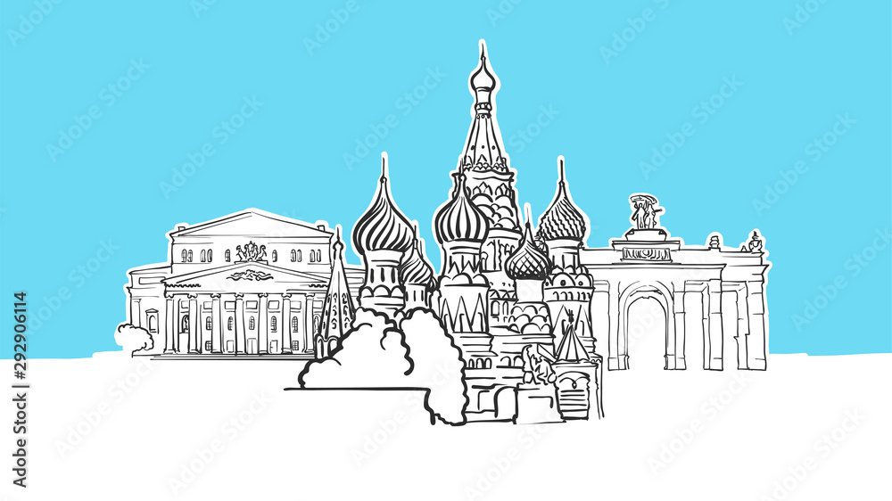 Moscow Russia Lineart Vector Sketch