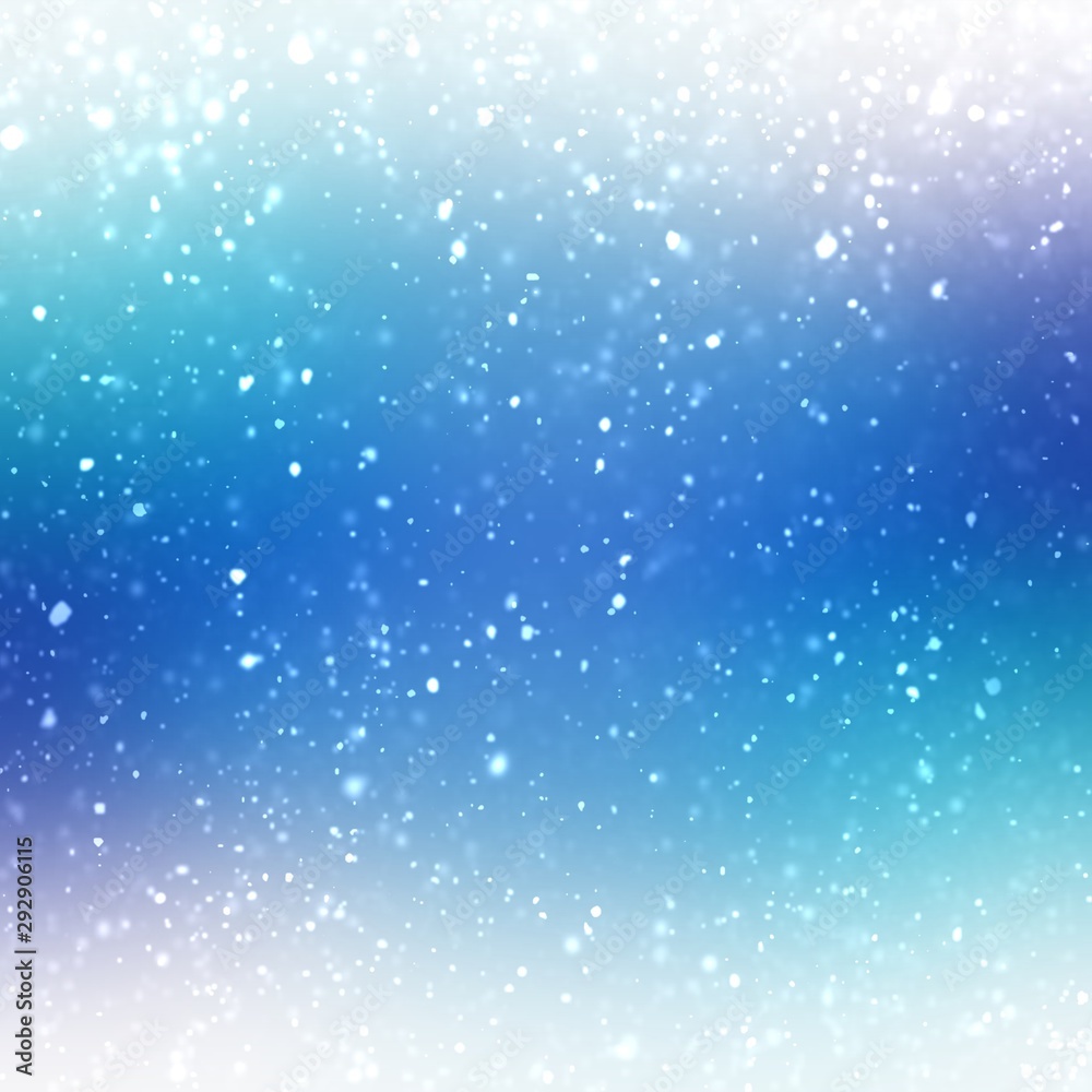 Soft light snow falling on blue winter background. Creative wonderful blur illustration. Christmas holiday decor. Soft light snow falling on blue winter background. Creative wonderful blur illustration. Christmas holiday decor.